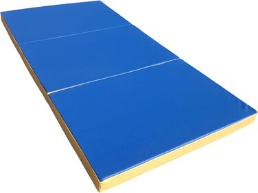 Складний гімнастичний мат NiroSport 210x100x8 см, водонепроникний, для фітнесу, спорту, гімнастики, синьо-жовтий