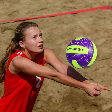 Волейбольний м'яч Lemondo Soft PU розмір 5 з помпою – вологостійкий, для пляжу, тренувань, залу та вулиці – комфортне зчеплення (з помпою)
