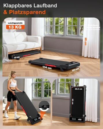 Бігова доріжка електрична складана з кутом нахилу 9%, 1-10 км/год Walking Pad для дому та офісу, двигун 3.0 к.с., LED-дисплей, амортизація, до 140 кг, чорна