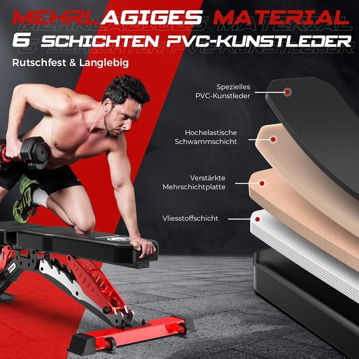 Пообoo Гантельна лава, регульована для дому, вантажопідйомність 1500 lbs, міцна лава для силових тренувань, позиції: пласка/похила/відхилена для комплексних тренувань Y160-Чорний