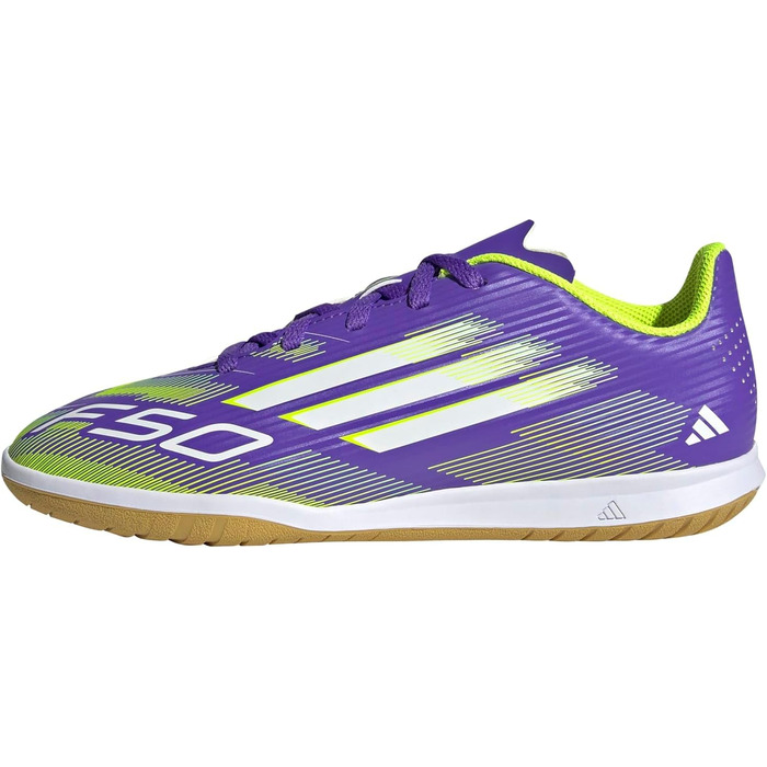 Дитячі футбольні бутси adidas F50 Club Indoor для залу, 34 EU, Purple Rush/Cloud White/Lucid Lemon