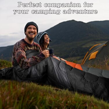 Спальний мішок 3-4 сезони для кемпінгу та відпочинку на природі. Теплий, водонепроникний, легкий спальник для дорослих та дітей. Чорний колір.