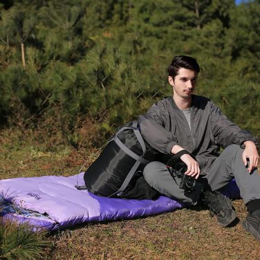 Спальний мішок для кемпінгу, дорослих, дітей та підлітків, 3-4 сезони, для холодного клімату, фіолетовий