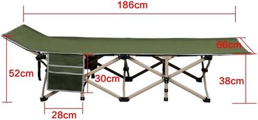 Розкладне ліжко Yaheetech для кемпінгу та відпочинку на природі, 186x66x52 см, зелене