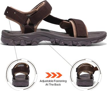 Чоловічі літні сандалії NORTIV 8 для піших прогулянок, спорту та відпочинку на природі (44 EU, Коричневий)