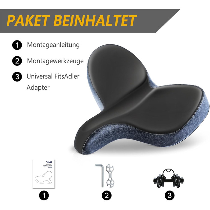 Велосипедне сідло YLG Oversized Comfort, м'яке, водонепроникне, з ефектом пам'яті, універсальне, для чоловіків і жінок