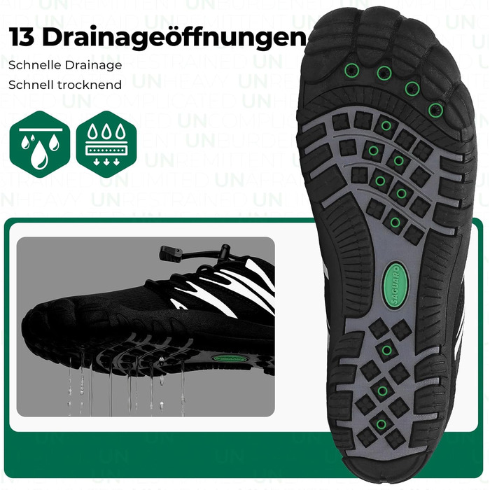 Чоловічі тапочки-шльопанці Saguaro для плавання та відпочинку, легкі, дихаючі, швидко сохнуть, широка передня частина, розмір 39-48 (EU 40, чорний)