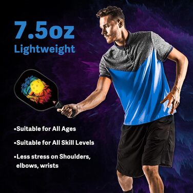 Набір для піклболу: 2 ракетки з серцевиною з волокна, 4 м'ячі та сумка. Підходить для дорослих та дітей, початківців