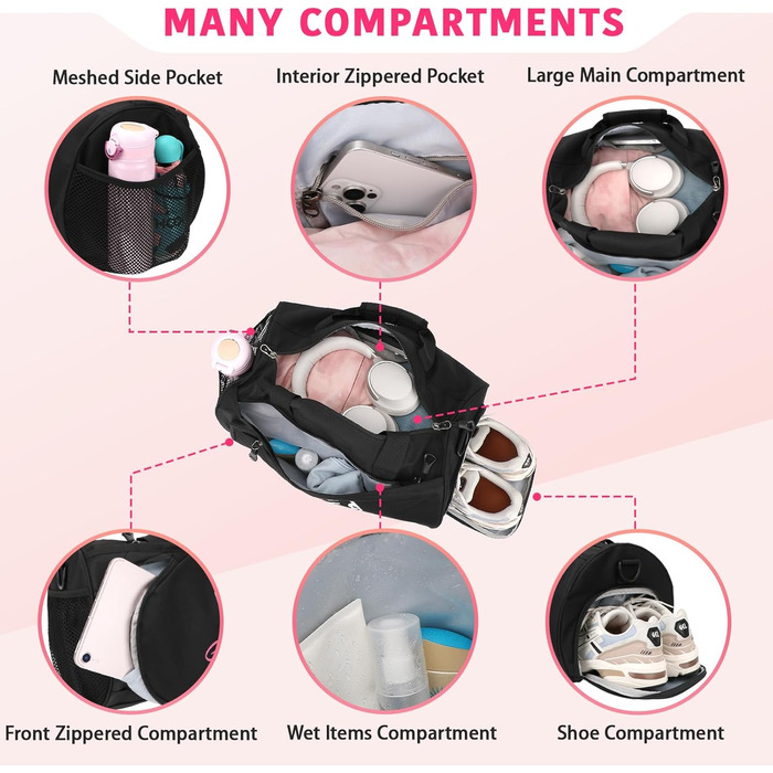 Спортивна сумка-дафл Kilofly для дівчаток: сумка для балету, танців та гімнастики, дорожня сумка на плече S1