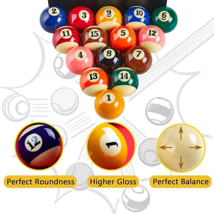 Набір більярдних куль преміум-класу, аксесуари для більярдного столу, 16 куль стандартного розміру (57,2 мм), для турнірів