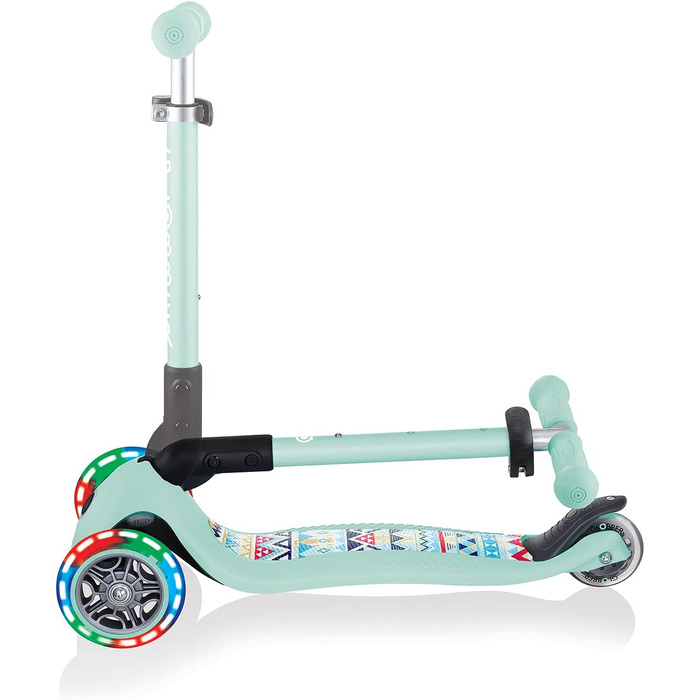 Дитячий триколісний самокат GLOBBER JUNIOR Foldable Fantasy Lights з LED колесами 120/80 мм, ABEC 5, складаний