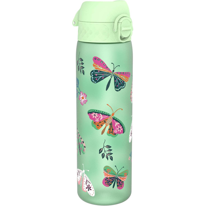 Пляшка для води Ion8 500 мл, не протікає, легка чистка, BPA-free, з ручкою та кришкою, з метеликами, для спорту та школи