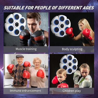 Музична боксівська машина Umikk з LED-підсвіткою та Bluetooth, 9 режимів швидкості, з рукавичками
