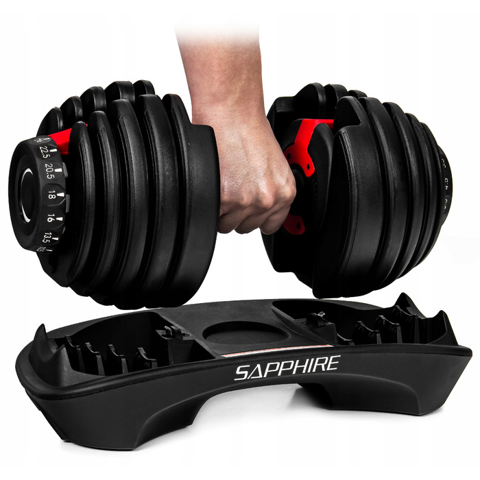 Регульовані гумовані гантелі Sapphire, 1 x 24 кг
