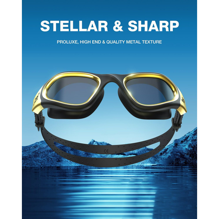 Окуляри для плавання ZIONOR G1 - поляризовані, унісекс, для дорослих та жінок, антизапітніння, 100% захист від УФ, один розмір (G1 MAX, G1-MAX-polarisierte SchwarzGold-Rauch)