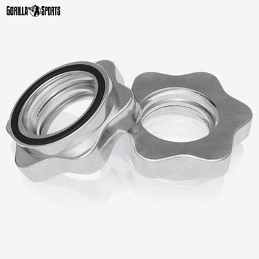 Гантельні грифи GORILLA SPORTS 35 см, 2 шт, 30 мм, зіркові замки, хромовані, сріблясті/чорні – короткі штанги для гантелей