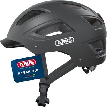 ABUS Hyban 2.0 - шолом для велосипеда з ліхтариком, чорний (титан), XL (58-63 см)