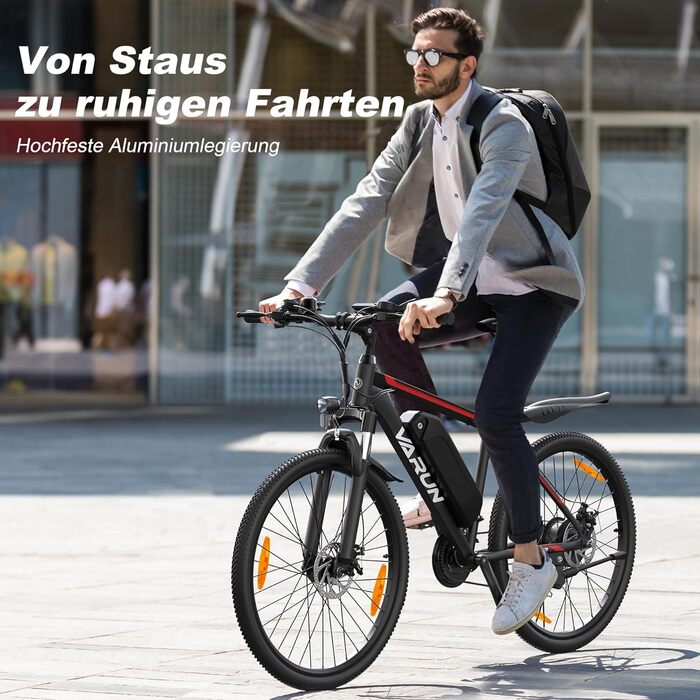 Електровелосипед VARUN E Bike 24/26 дюймів, алюмінієва рама, 36/48V акумулятор, 1/21 швидкість, пробіг 40-80 км, для міста та гір