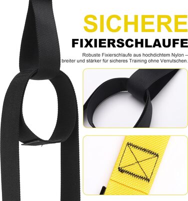 Слінг-тренажер для дому: комплект для тренувань всього тіла з кріпленням до дверей, регульованими ременями, ручками та сумкою – фітнес-обладнання для дому, жовтий