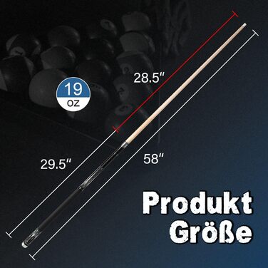 Більярдний кий Pool Queue, 58 дюймів, канадський клен, професійний, синьо-білий