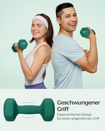 Гантелі SONGMICS 2 x 4 кг, шестигранні, неопринове покриття, для силових тренувань вдома, зелений колір