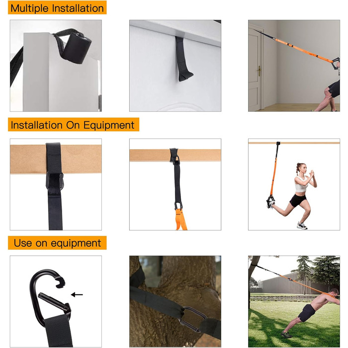 Набір для тренувань з власною вагою Moulyan: повний комплект для фітнесу вдома та на вулиці (помаранчевий/чорний)