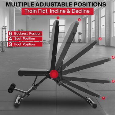 Регульована складна лава для жиму MAXSTRENGTH для вправ вдома та в залі, багатофункціональна тренажерна лава для всього тіла, чорна