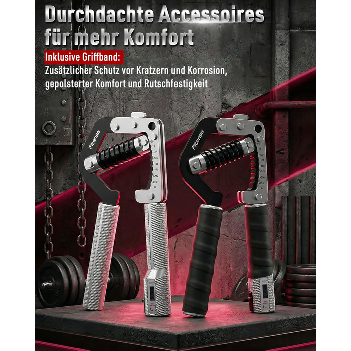 Еспандер для рук та кистей Fitense Handtrainer (50-225LB) - тренажер для розвитку сили хвату, регульований, срібний