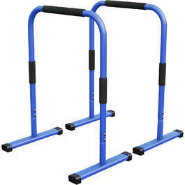 Паралети GORILLA SPORTS® для віджимань і діпів, 2 шт, сталь, 68x45x94 см, до 200 кг, нековзкі, сині – станція для діпів, бруси для каллістеніки