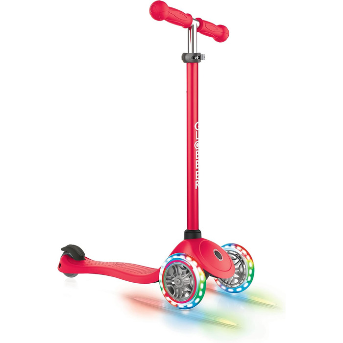 Дитячий самокат Globber Primo Lights з LED колесами, 3-х колісний, регульований, ABEC 5, 120/80 мм, неоновий