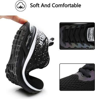 AFFINEST Легкі кросівки для бігу та спорту жіночі, чорні, сітка, антиковзаюча підошва, амортизація, розмір 42 EU