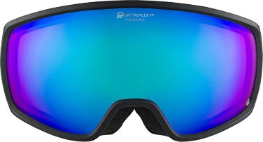 ALPINA DOUBLE JACK PLNT Q-LITE — дзеркальна лижна маска OTG з посиленим контрастом, 100% UV-захист, для дорослих, універсальний розмір, чорний матовий