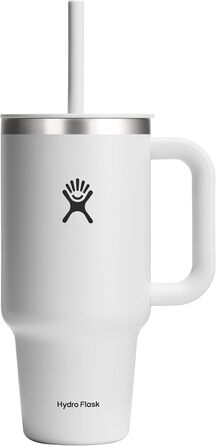 Термокружка Hydro Flask 946 мл біла, нержавіюча сталь, подвійна вакуумна ізоляція, кришка із соломинкою, не проливається, для подорожей