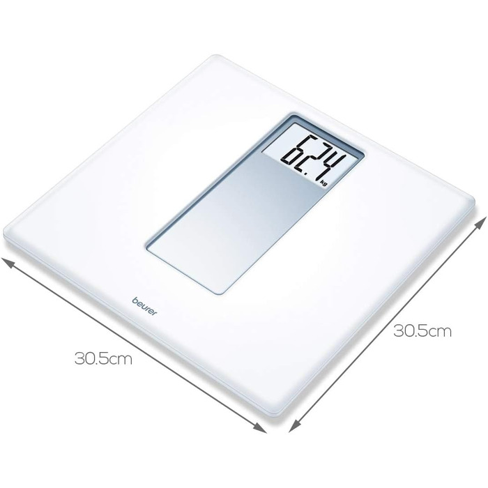 Ваги підлогові Beurer PS 160 з LCD-дисплеєм, великі цифри 4,7 см, вантажопідйомність 180 кг, білий ретро-дизайн