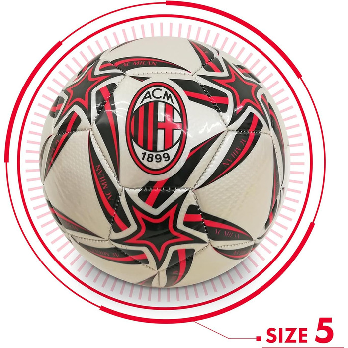 Футбольний м'яч Mondo Toys AC Milan, офіційний, розмір 5, 400 г, зшитий