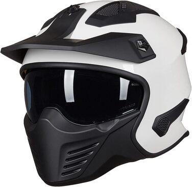 Мотошолом інтегральний IL Helmets 726X для чоловіків, ретро, з візором, ECE, білий, розмір M