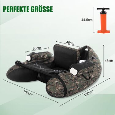 Надувне човен Leadzm для риболовлі, 150 кг, з насосом та тримачами для вудок