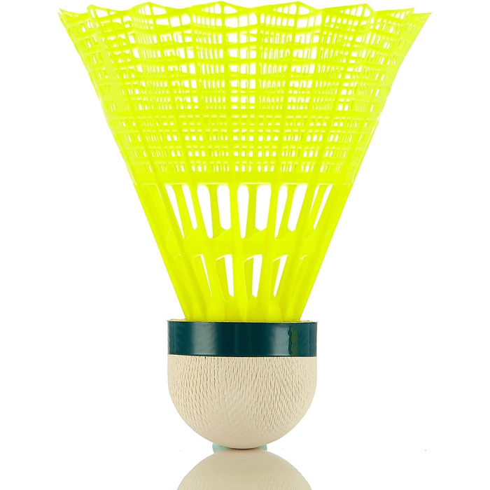 Бадмінтонні м'ячі Kawasaki Federbälle - жовті, нейлонові, для тренувань та змагань, стабільні та довговічні, для гри в приміщенні та на вулиці (повільна швидкість)