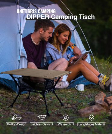 OneTigris Dipper: Складаний туристичний стіл для кемпінгу та риболовлі, 60 x 40 x 37 см, Ranger Green