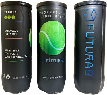 FUTURA8 М'ячі для падел-тенісу, 3 шт. в упаковці, преміум-якість, стабільний відскік, довговічні, для тренувань та турнірів, підходять для гри в приміщенні та на вулиці, професійні м'ячі