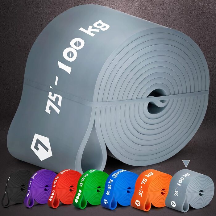 Гумові еластичні стрічки SENSEI® для фітнесу, силових тренувань, йоги та реабілітації. Набір 5 шт. (чорний, фіолетовий, червоний, зелений, сірий) з інструкцією