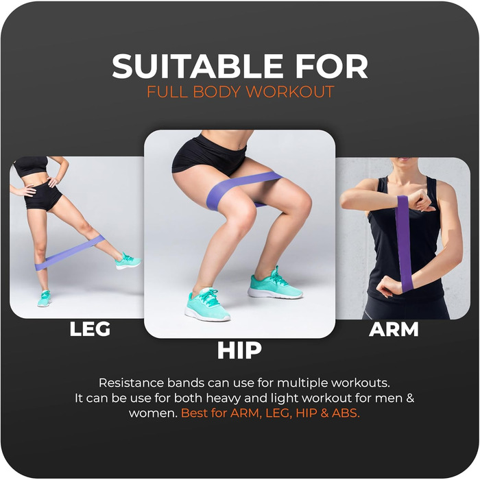 Фітнес-еластичні стрічки з 5 рівнями опору, латекс, сумка, для фітнесу, йоги, пілатесу, тренувань вдома та в залі, фіолетовий колір, різні рівні опору