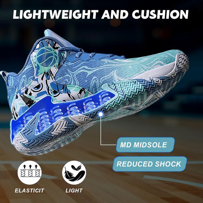 Баскетбольні кросівки для чоловіків, високі, для активного відпочинку, спортивна ходьба, біг, блакитні. Зручні, легкі, сітчасті.