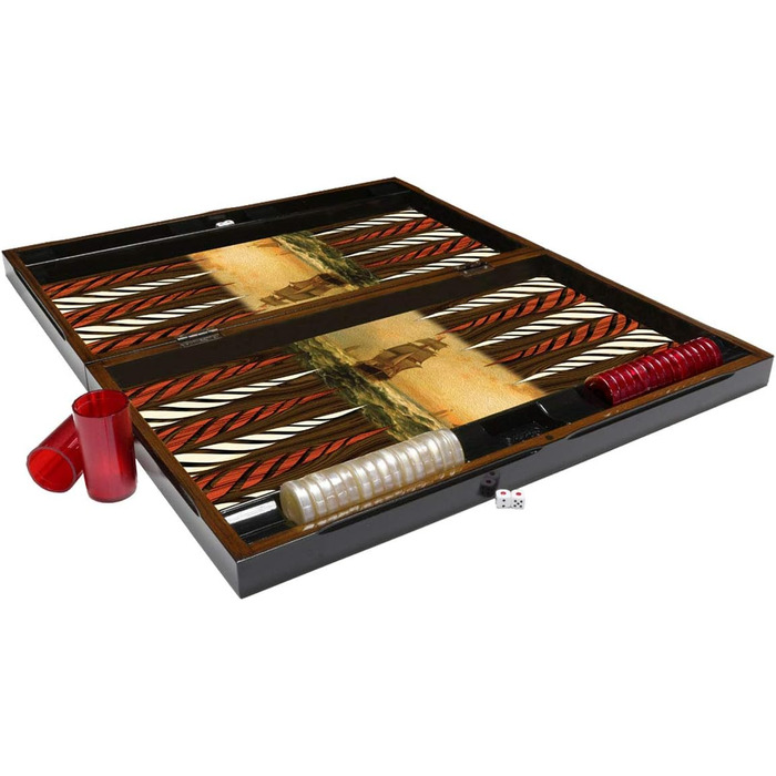 Дерев'яна настільна гра нарди PrimoLiving Deluxe XXL 57x48,8 см, складаний кейс, стиль Sailor