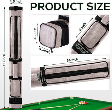 Чохол для кия бліярду Deekin 3x6, кий для більярду, чохол для перенесення, аксесуари для більярду, PU, 9 відділень, з крейдою для більярду (2 шт.)