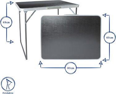 Складаний кемпінговий стіл Harbour Housewares 80x60 см, металевий, для пікніка, саду, грилю
