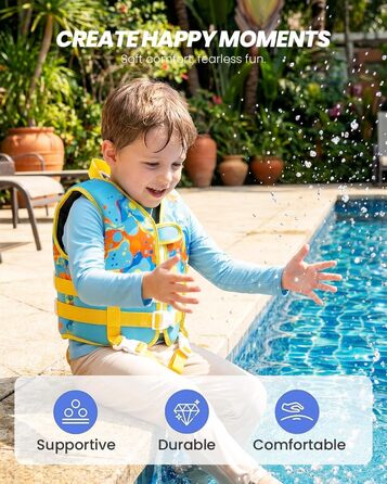 Дитячий жилет для плавання Gogokids для малюків 1-5 років (15-30 кг), блакитний