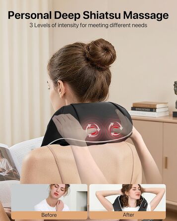 Масажер для шиї та плечей з підігрівом Shiatsu 3D - для спини, шиї, плечей. Подарунок жінці, чоловіку