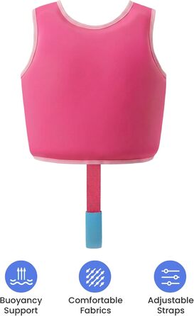Дитячий жилет для плавання Gogokids 15-30 кг, для навчання плаванню, рожево-червоний, 5-8 років