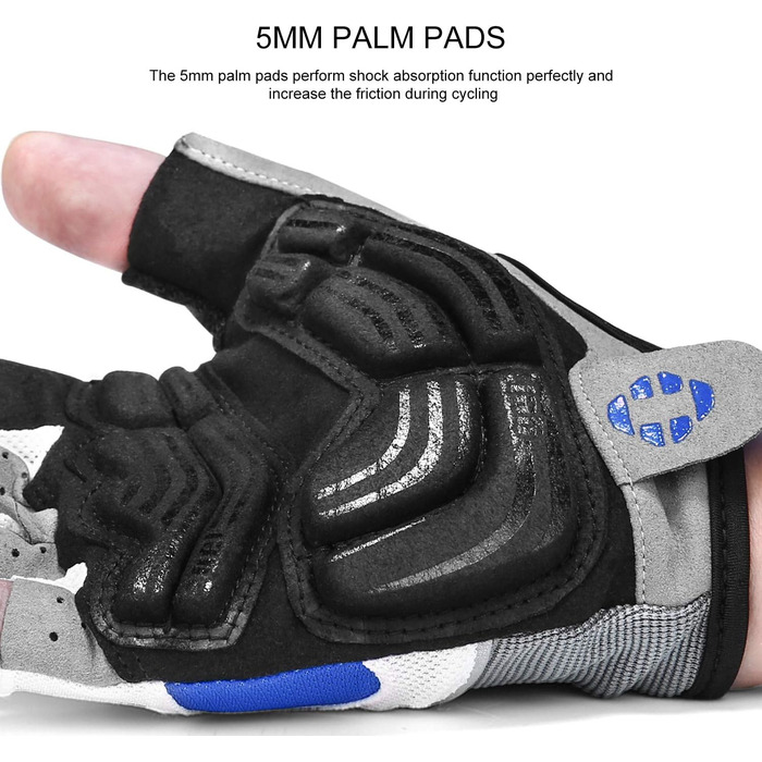 Велосипедні рукавички Inbike напівпальцеві гелеві дихаючі антиковзні амортизуючі для гірського велосипеда чоловічі жіночі літні для велоспорту MTB блакитні L